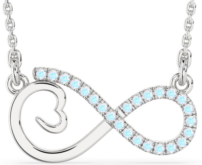 Large Moonstone Silver Infinity Heart Necklace