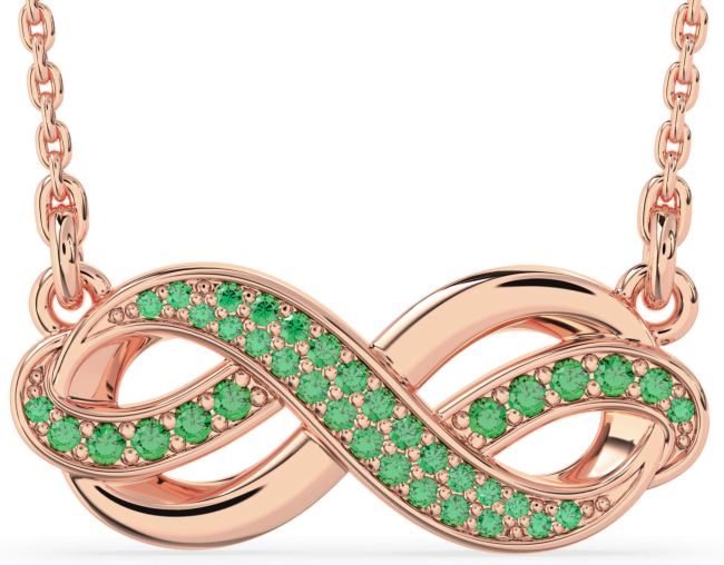 Large Emerald Rose Gold Infinity Necklace