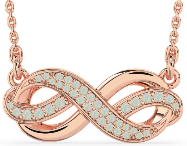 Large Opal Rose Gold Infinity Necklace