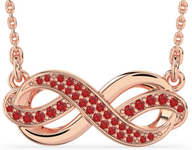 Large Ruby Rose Gold Infinity Necklace