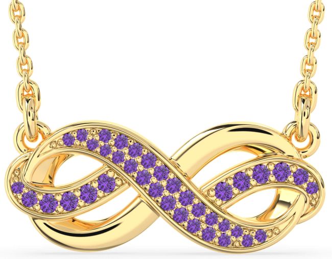 Large Amethyst Gold Infinity Necklace