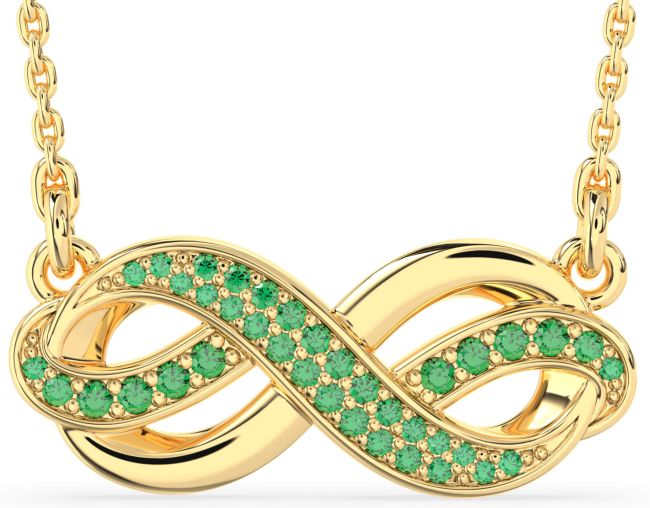 Large Emerald Gold Infinity Necklace