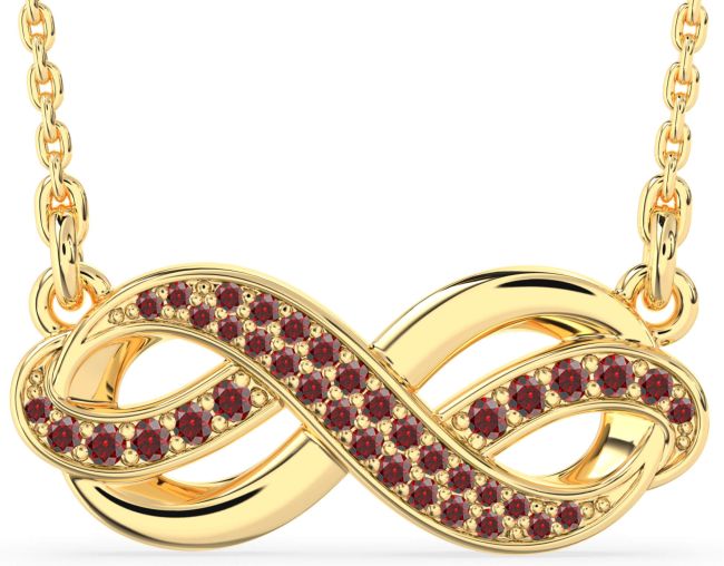 Large Garnet Gold Infinity Necklace