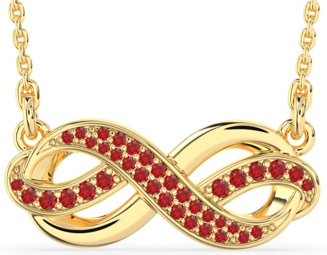 Large Ruby Gold Infinity Necklace