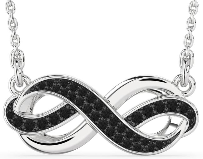 Large Black Diamond Platinum Infinity Necklace