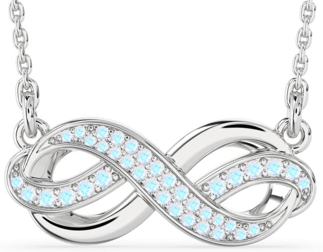 Large Moonstone Silver Infinity Necklace