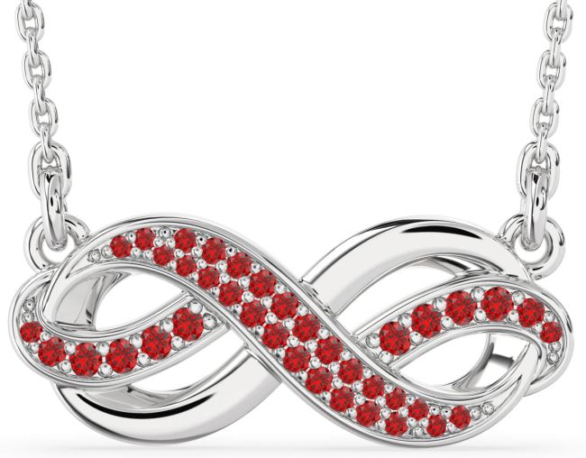 Large Ruby Platinum Infinity Necklace