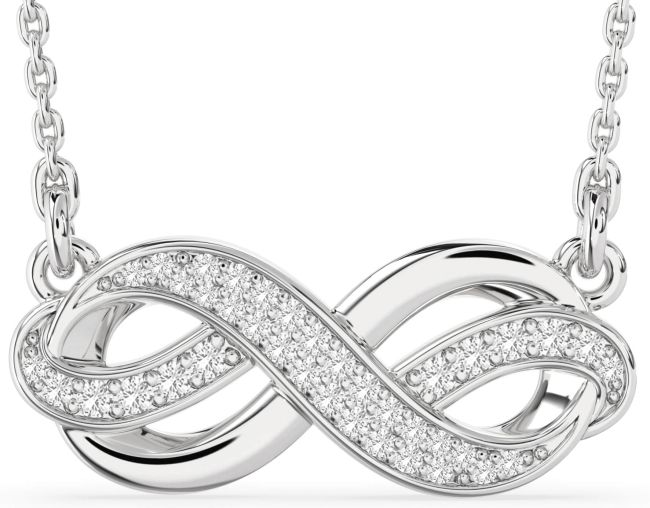 Large White Sapphire Silver Infinity Necklace