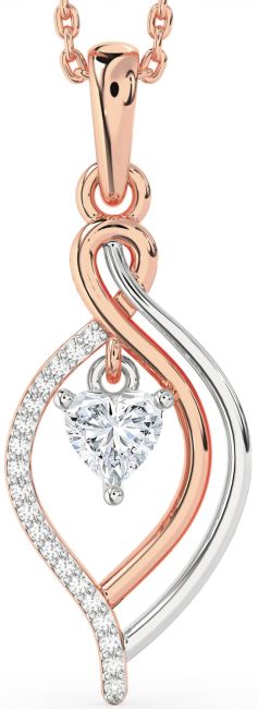 Diamond Platinum & Rose Gold Heart Necklace