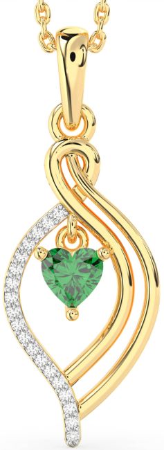 Diamond Emerald Gold Heart Necklace