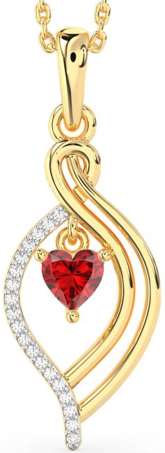 Diamond Ruby Gold Heart Necklace