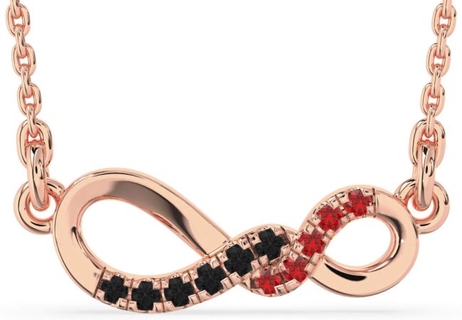 Black Diamond & Ruby Rose Gold Infinity Necklace