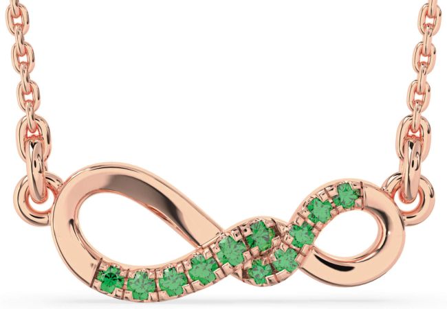 Emerald Rose Gold Infinity Necklace