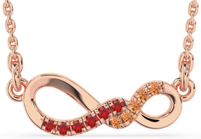 Ruby & Citrine Rose Gold Infinity Necklace