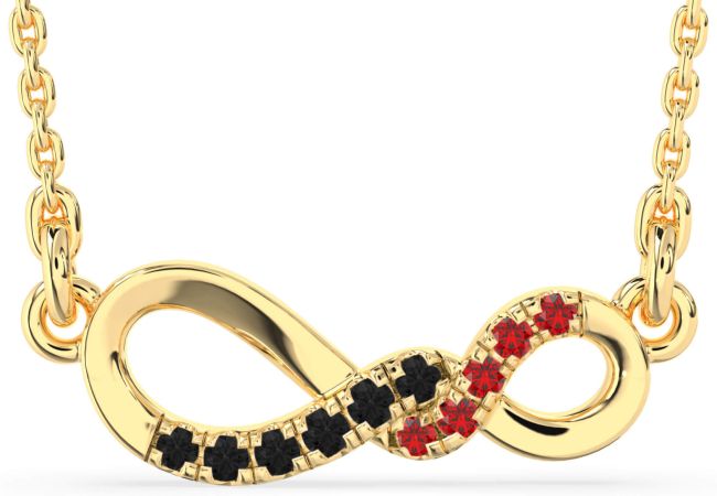 Black Diamond & Ruby Gold Infinity Necklace