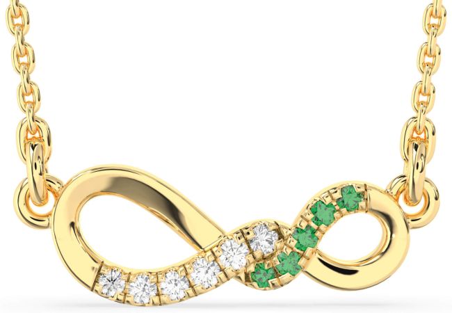 Emerald & Diamond Gold Infinity Necklace