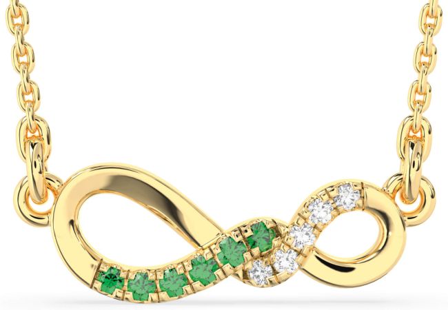 Diamond & Emerald Gold Infinity Necklace