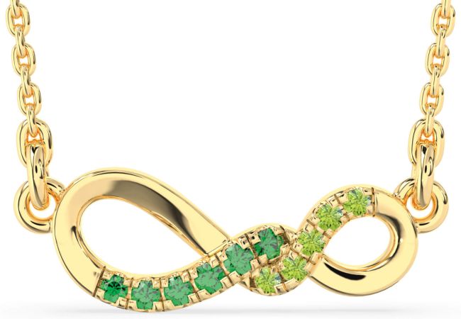 Emerald & Peridot Gold Infinity Necklace