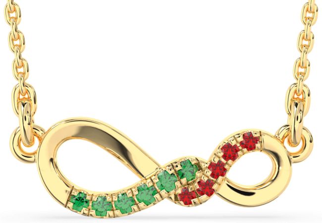 Emerald & Ruby Gold Infinity Necklace