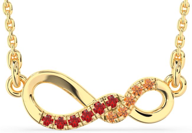 Ruby & Citrine Gold Infinity Necklace