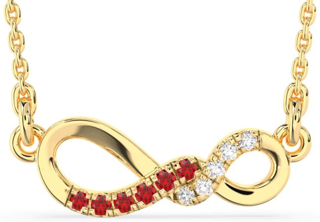 Diamond & Ruby Gold Infinity Necklace