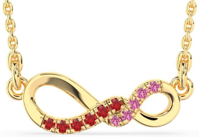 Ruby & Pink Sapphire Gold Infinity Necklace