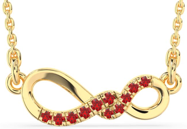 Ruby Gold Silver Infinity Necklace