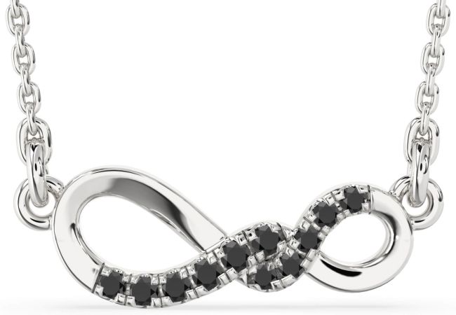 Black Onyx Silver Infinity Necklace
