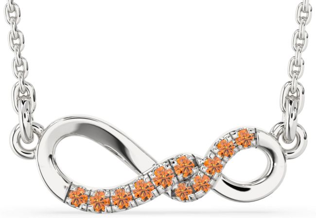 Citrine Platinum Infinity Necklace