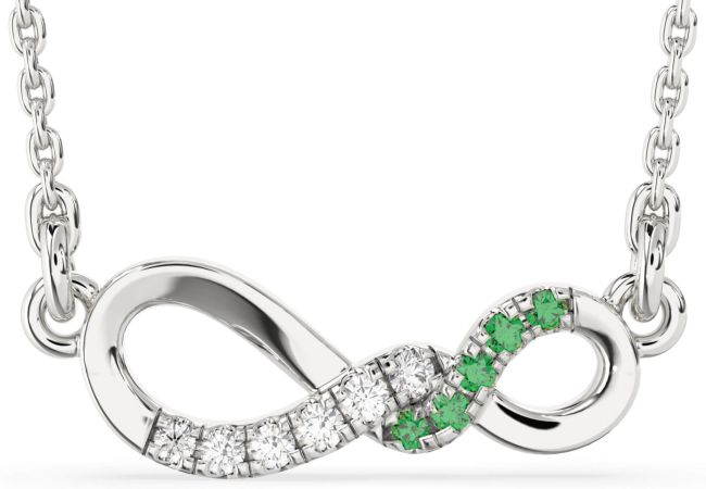 Emerald & Diamond Platinum Infinity Necklace