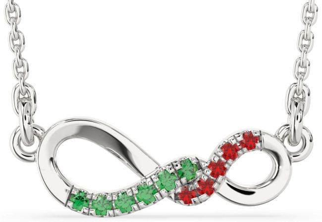 Emerald & Ruby Platinum Infinity Necklace