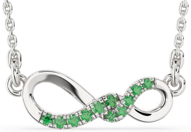 Emerald Silver Infinity Necklace