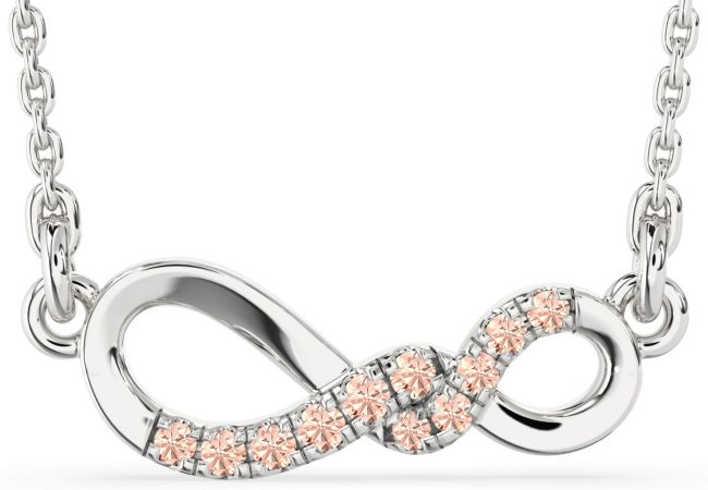 Morganite Silver Infinity Necklace