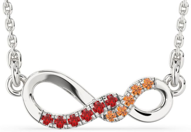 Ruby & Citrine Silver Infinity Necklace