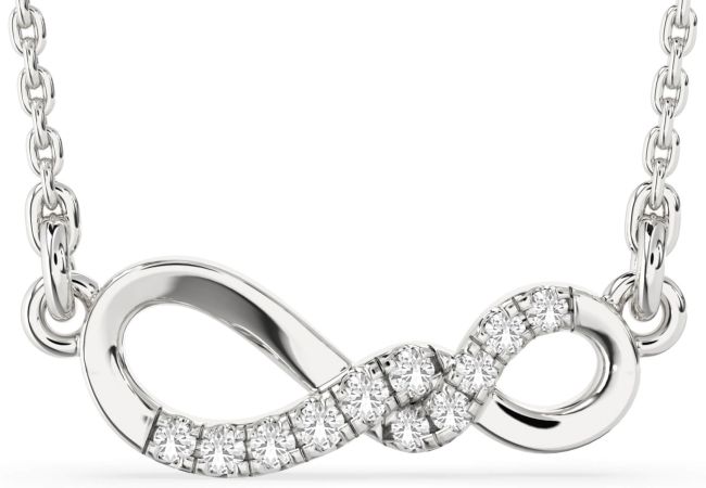 White Sapphire Silver Infinity Necklace