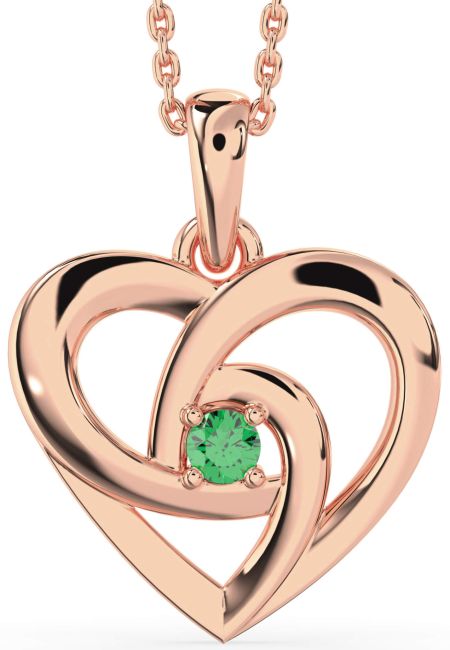 Emerald Rose Gold Heart Necklace