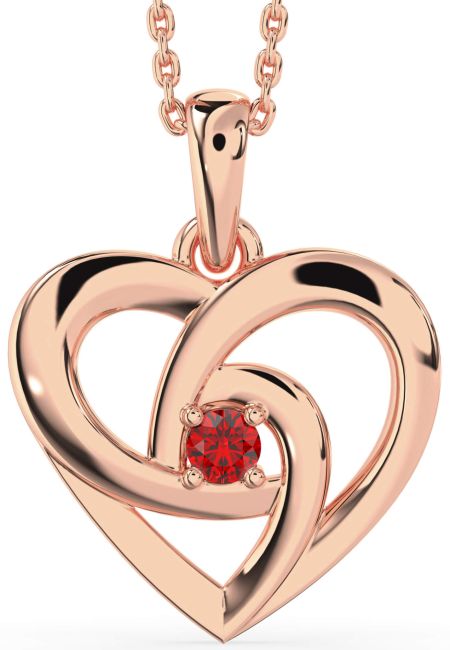 Ruby Rose Gold Silver Heart Necklace