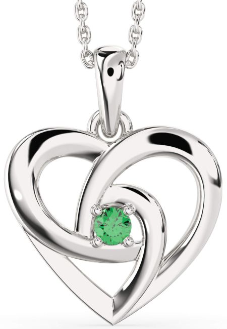 Emerald Platinum Heart Necklace