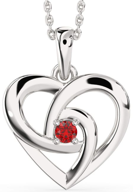 Ruby Platinum Heart Necklace