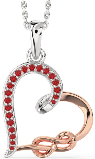 Ruby Rose Gold Silver Heart Infinity Necklace