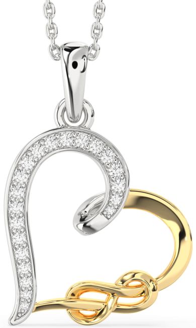 Diamond Platinum & Yellow Gold Heart Infinity Necklace