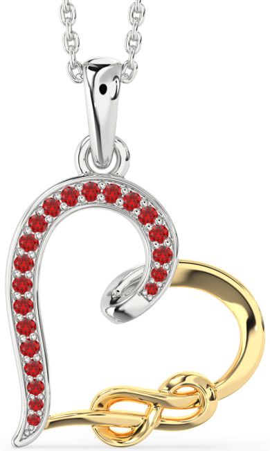 Ruby Gold Silver Heart Infinity Necklace