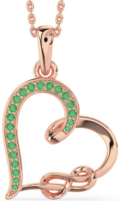 Emerald Rose Gold Heart Infinity Necklace