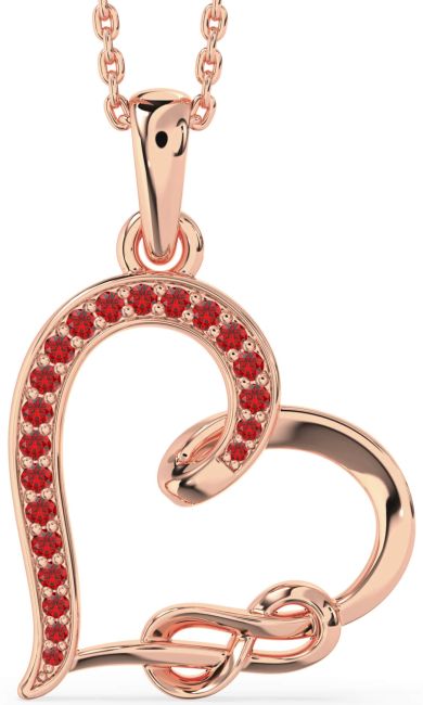 Ruby Rose Gold Silver Heart Infinity Necklace