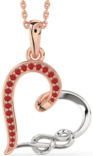 Ruby Rose Gold Silver Heart Infinity Necklace