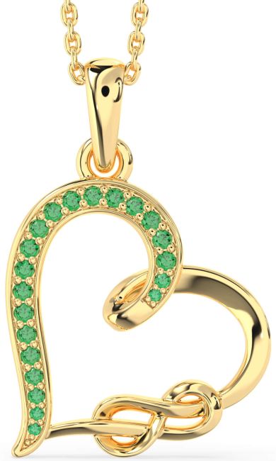 Emerald Gold Heart Infinity Necklace