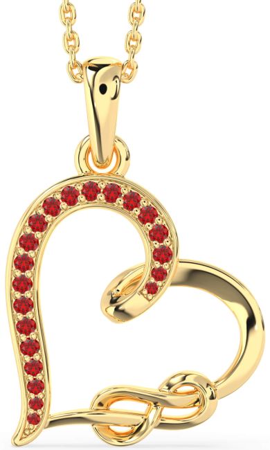 Ruby Gold Heart Infinity Necklace
