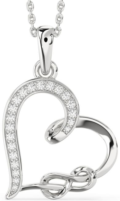 Diamond Silver Heart Infinity Necklace