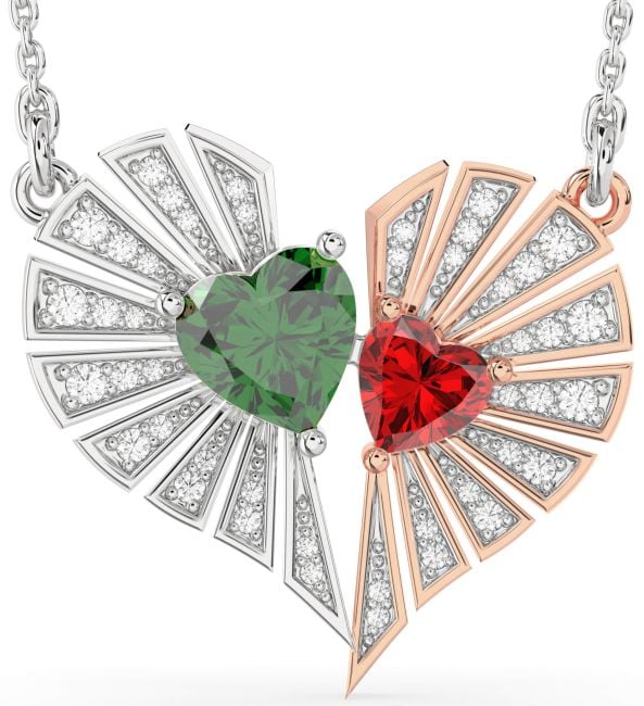Large Diamond White Rose Gold Broken Heart Necklace