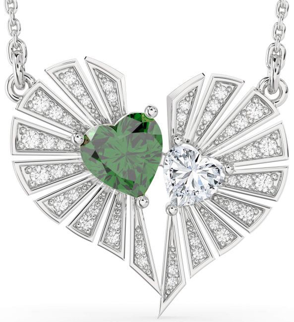 Large Diamond Silver Broken Heart Necklace
